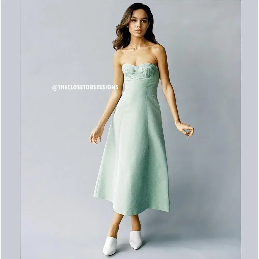 MANGO Corset-Style Strapless Midi Dress 💚✨ NWT - Picture 10 of 16